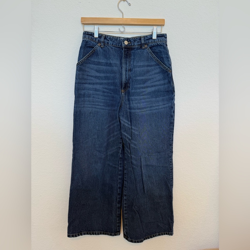 Reformation Jeans Wide Leg Dark Wash Cropped Size 29 - Picture 2 of 7